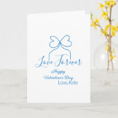 Liebe für immer blaue Schleife Frohen Valentinstag Karte (Gelbe Blume)