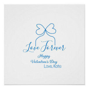 Liebe für immer blaue Schleife frohen Valentinstag Poster
