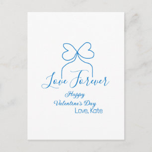 Liebe für immer blaue Schleife frohen Valentinstag Postkarte