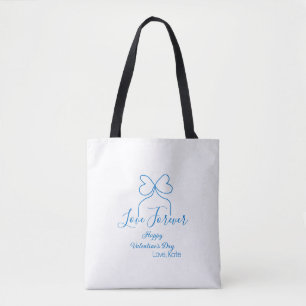 Liebe für immer blaue Schleife frohen Valentinstag Tasche