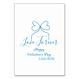 Liebe für immer blaue Schleife frohen Valentinstag Tischnummer