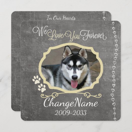 Liebe für immer Hunde-Gedenkstätte Ankündigung (Vorne/Hinten)