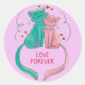 Liebe für immer Katzen Runder Aufkleber (Vorderseite)