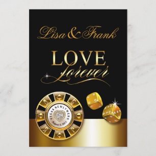 Liebe für immer Las Vegas Hochzeit   gold schwarz Einladung