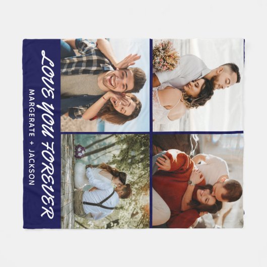 Liebe für immer | Modernes 4-Foto Collage Fleecedecke (Vorderseite (Horizontal))