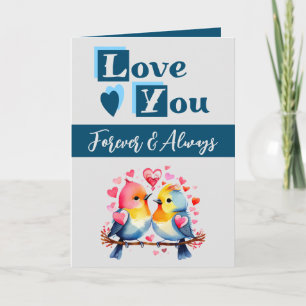 Liebe für immer niedliche Vögel Blau Valentine Karte