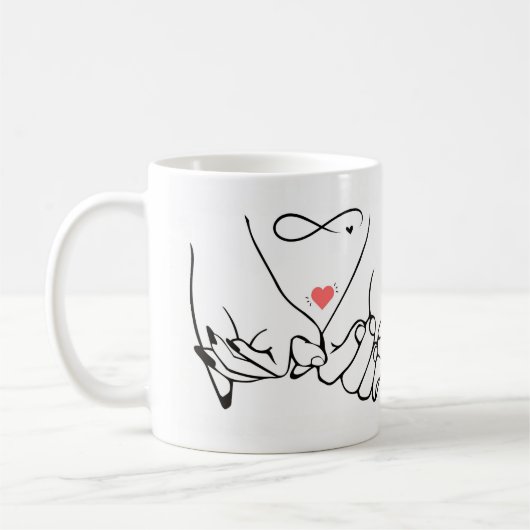 Liebe für immer – Pinky-Versprechen Line-Art Kaffeetasse (Links)