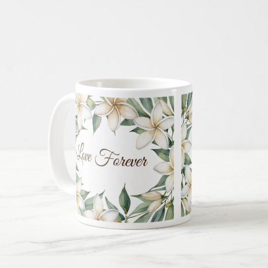 Liebe für immer, Plumeria Kaffeetasse (Vorderseite Links)