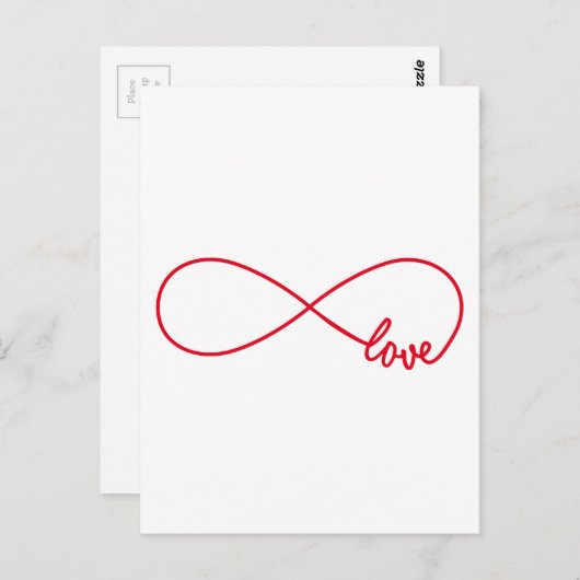 Liebe für immer, rotes Unendlichkeitszeichen, endl Postkarte (Vorne/Hinten)