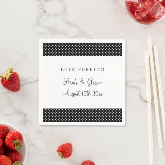 Liebe für immer schwarz-weiße Polka Dot Hochzeitsf Serviette (Beispiel)