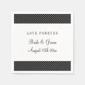Liebe für immer schwarz-weiße Polka Dot Hochzeitsf Serviette (Vorderseite)