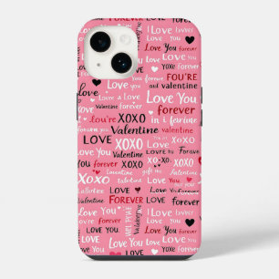 Liebe für immer - Valentinstag-Typografie-Muster iPhone 14 Hülle