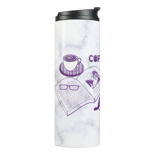Liebe für Kaffee und Bücher Trendy Thermosbecher (Nach links gedreht)