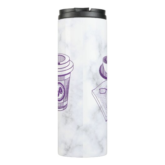 Liebe für Kaffee und Bücher Trendy Thermosbecher (Rückseite)