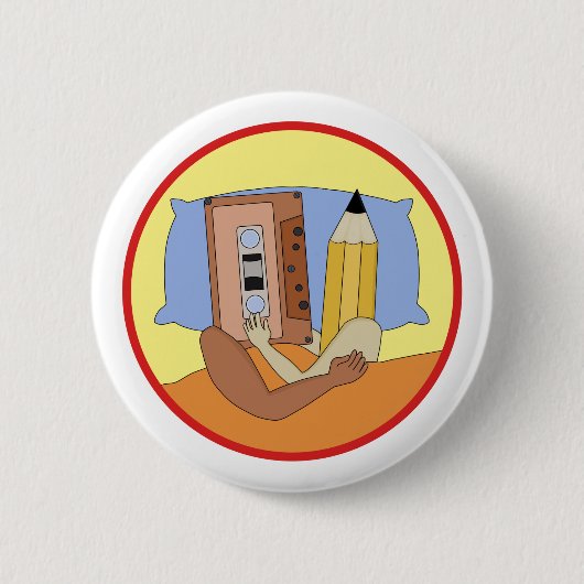 Liebe für Kassettenband und Bleistift Button (Vorderseite)