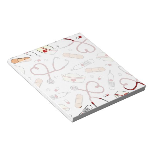 Liebe für Krankenschwester - Weißer Hintergrund Notizblock (angewinkelt)