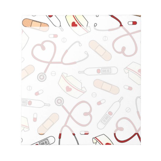 Liebe für Krankenschwester - Weißer Hintergrund Notizblock (Vorderseite)