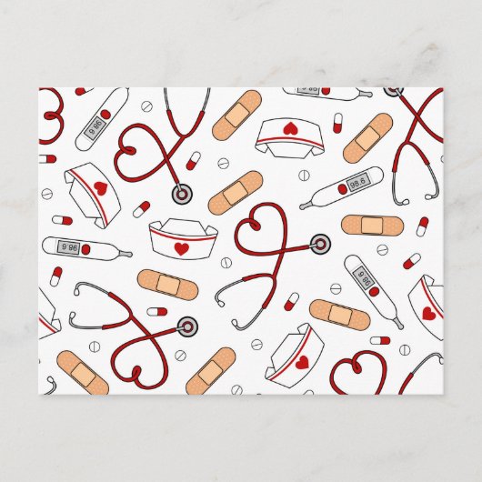 Liebe für Krankenschwester - Weißer Hintergrund Postkarte (Vorderseite)