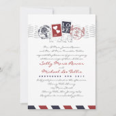 Liebe für Luftpost Briefmarke Einladung Hochzeit (Vorderseite)