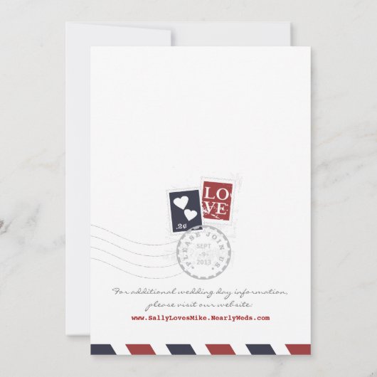 Liebe für Luftpost Briefmarke Einladung Hochzeit (Rückseite)
