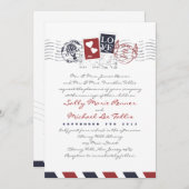 Liebe für Luftpost Briefmarke Einladung Hochzeit (Vorne/Hinten)