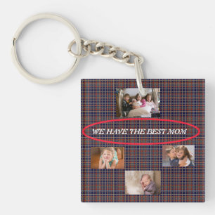 Liebe für Mama zeigen 4 Fotos Tartan Karo Schlüsselanhänger