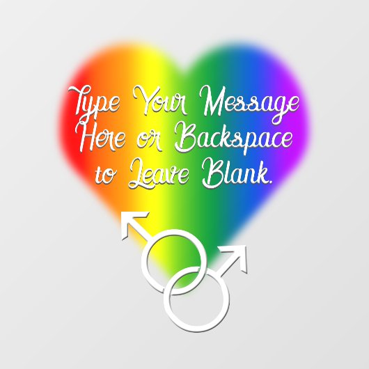 Liebe für männliche Gay Pride-Decal-Regenbogen Fensteraufkleber (Blatt)