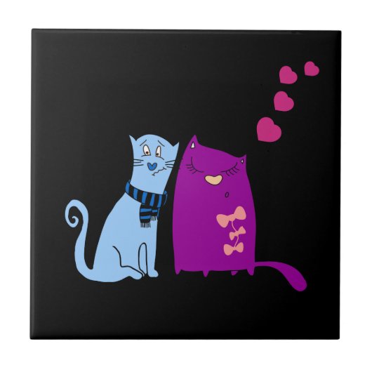 Liebe für niedliche Katzen Fliese (Vorderseite)