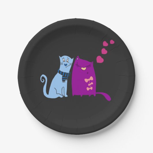 Liebe für niedliche Katzen Pappteller (Vorderseite)
