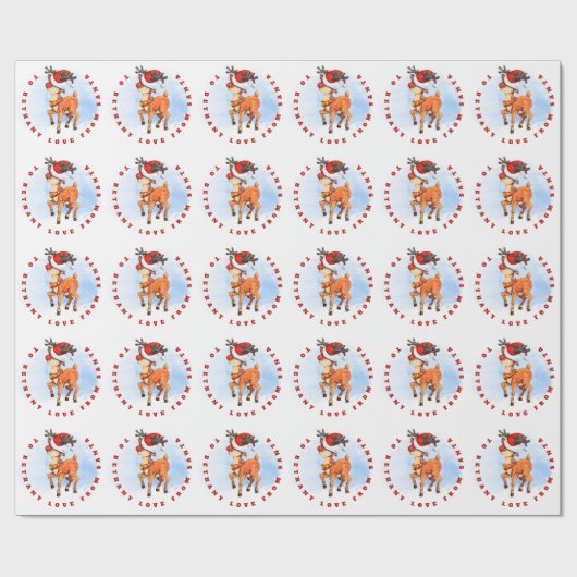 Liebe für niedliche Rentierfahne, Kindername Geschenkpapier (Flach)
