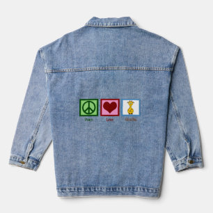 Liebe für niedlichen Frieden Giraffe Frauengesicht Jeansjacke