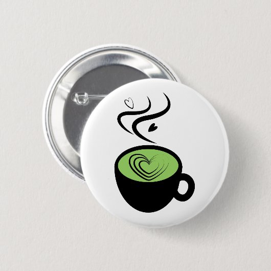 Liebe für perfektes Matcha Tea Valentine Button (Vorne & Hinten)