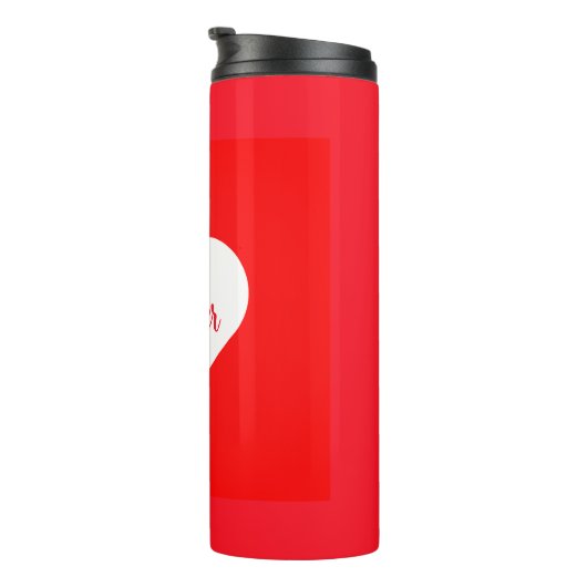 Liebe für personalisiertes Rotes und Weißes Herz Thermosbecher (Nach rechts gedreht)