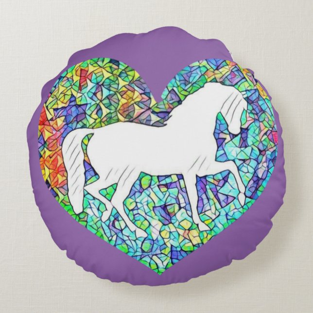 Liebe für Pferde Rundes Kissen (Rückseite)