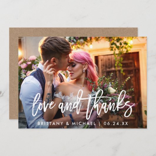 Liebe für Pinselschrift und Dank für die Kraft-Kar Einladung (Vorne/Hinten)