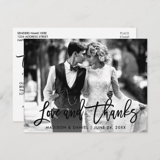 Liebe für Pinselskripte dank Schwarzweiß-Foto Postkarte (Vorne/Hinten)