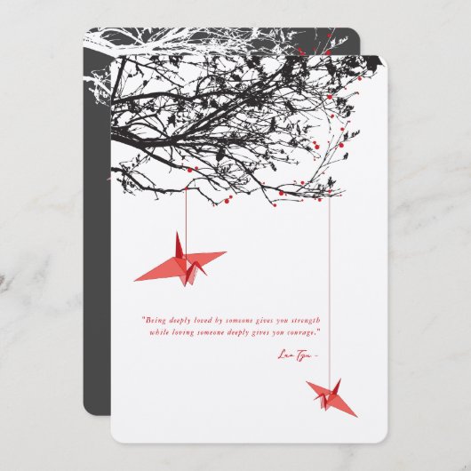 Liebe für Rot-Papier-Krane-Anführungszeichen für a Einladung (Vorne/Hinten)