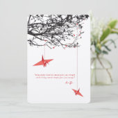 Liebe für Rot-Papier-Krane-Anführungszeichen für a Einladung (Stehend Vorderseite)