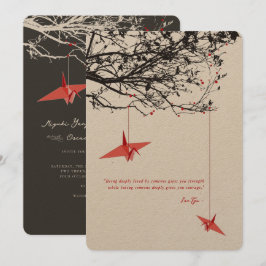 Liebe für Rot-Papier-Krane-Anführungszeichen für a Einladung