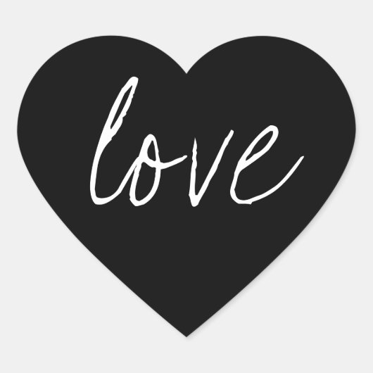Liebe für Schwarz-weiße Skriptsticker Herz-Aufkleber (Vorderseite)