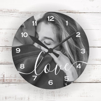 Liebe für Skripts mit benutzerdefiniertem Foto Runde Wanduhr