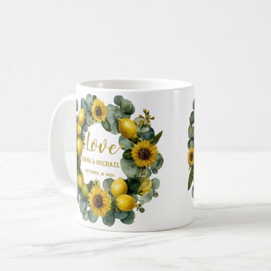 Liebe für Sonnenblumen Kaffeetasse (Vorderseite Links)
