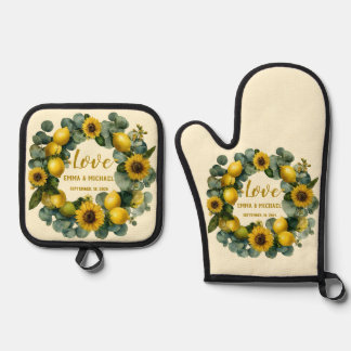 Liebe für Sonnenblumen Ofenhandschuh & Topflappen-Set