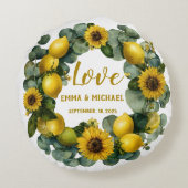 Liebe für Sonnenblumen Rundes Kissen (Rückseite)