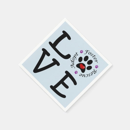 Liebe für Tierrettung Cocktail Papier Napkin Serviette (Ecke)