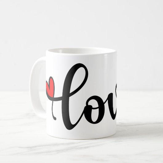 LIEBE für Valentinstag Kaffeetasse (Vorderseite Links)