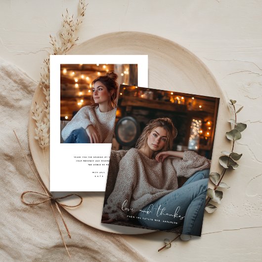 Liebe für Veranstaltungen und dank 2 Foto Brautpar Dankeskarte