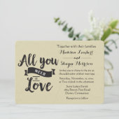 Liebe für Vintage Tan- und Black-Wedding Einladung (Stehend Vorderseite)