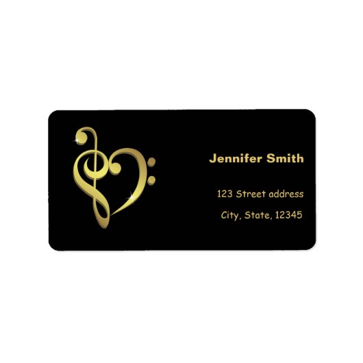 Liebe für zartes Klavier und Basskleckse Adressaufkleber (Vorne)