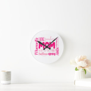 Liebe Furchtlose Mama Herz der Familie Runde Wanduhr